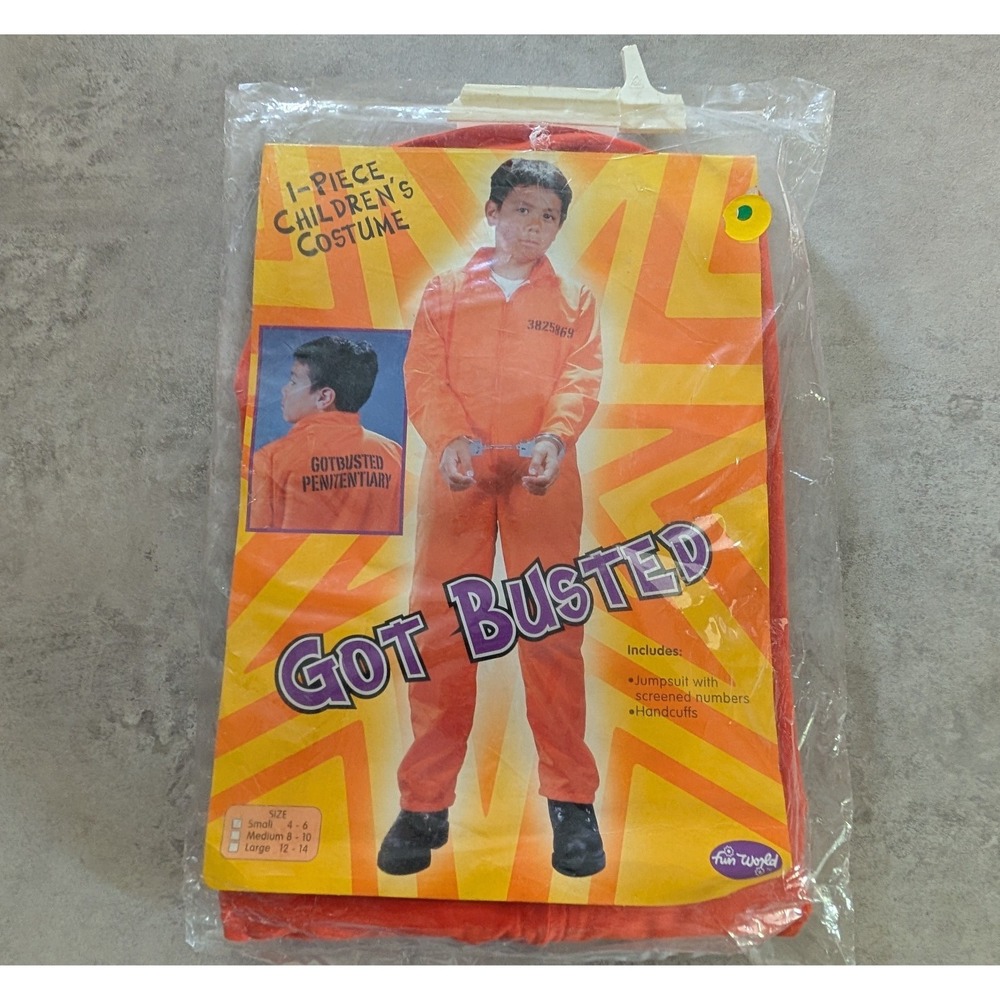 Fun World Got Busted Costume For Halloween Size Small (S) Jail Convict Jumpsuit